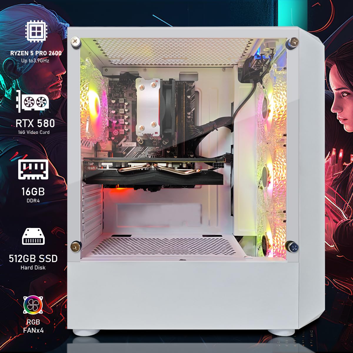 Amazon.com: STGAubron Gaming PC Desktop, AMD Ryzen 5 2600 up to